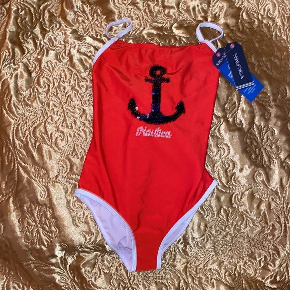 Nautica Performance One Piece Swimsuit with 50+UPF UV (12/14 Large) - Picture 2 of 8
